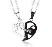 MOPQMKT 2 Stück Magnetische Herz Partner Halsketten, Pärchenkette mit Zusammenführendem Anhänger für Paare, Geschenk für Freundin Freund Ehemann Ehefrau, Geburtstag Hochzeit Valentinstag Muttertag