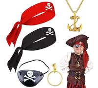 MOPQMKT Accessorio per Costume da Capitano Pirata Set di Accessori per Costume da Pirata 4 Accessori per Costumi da Pirata Accessori per Costume da Pirata Accessori Pirata per Carnevale Feste a Tema