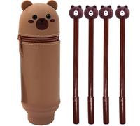 MOPQMKT Astuccio In Silicone Astuccio per Penna in Silicone 2 in 1 con 4 Penne Astuccio per Matite Kawaii per Penne da Tavolo per Ragazzi e Ragazze Con Chiusura a Cerniera 5 Pezzi