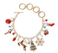 MOPQMKT Bracciale Natale per Donne, Bracciale in Lega di Natale, Braccialetto natalizio con ciondolo a forma di Babbo Christmas, braccialetto colorato, Decorazioni Natalizie per Ragazze e Donne