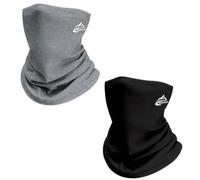 MOPQMKT Confezione da 2 Sciarpe da Collo - Fascia Antivento per Uomo e Donna, Passamontagna Invernale per Sci, Ciclismo, Corsa, Escursionismo, Motociclismo - Copricapo Termico Multiuso (Nero+Grigio)