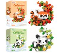 MOPQMKT Panda Mini Building Blocks Set, 2 Pezzi Set Di Mattoncini Da Costruzione, Panda Mini Mattoncini Da Costruzione, Blocchi Modello 3D, Giocattolo Educativo Creativo, per bambini 8+ anni