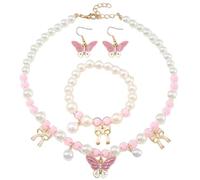 MOPQMKT Set di Gioielli Per Bambini Toys 4Pcs Gioielli per Bambini Girl Collana Bracciale Orecchini Regalo di Compleanno per Bambini Accessori per Feste Alla Moda di Bell'Aspetto