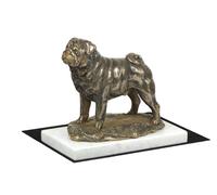 Mops - Figura Con Uno Cane Su Bianco Marmo Art Dog