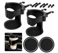 MOPUBZO 2 Pezzi Portabicchieri Auto e 2 Pezzi Sottobicchieri Auto, Universale auto portabottiglie, Regolabile portabevande auto Per Tazze da caffè, Lattine per Bevande, Supporto Universale per Lattine