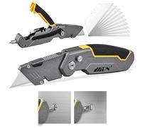 MOPUBZO Taglierino Professionale, Cutter Professionale con 2+10 Lame SK5, Cacciavite a Croce e Piatto, Ideale per Tagliare Moquette, Tessuti, Pelle, PVC, Cartone, Carta