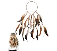 MOPZIJA 1pcs Cerchietto Indiano con Piume e Nappa,Boemia Etnico Fascia Capelli,Dimensioni Regolabili,Fascia Piuma di Stile Hippie,Copricapo Indiano Donna Accessori per Feste e Festival Carnevale