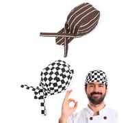 MOPZIJA 2 Pezzi Bandana Unisex Regolabile, cappello da cuoco,cappello da chef uomo,bandana uomo,Cappello da Cuoco Traspirante per Cucina, Ristorante, BBQ e Costume da Festa,cuoco