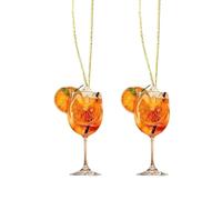 MOPZIJA 2Pcs aperol Widget，aperol spritz，Aperoli -Ciondolo creativo in acrilico a forma di bicchiere da cocktail, Spruzzatore APERITIF, Holy Aperoly, per auto con profumo arancione