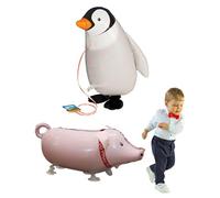 MOPZIJA 2PCS Cartoon Decorazione Compleanno Pellicola di Alluminio Palloncini, Palloncini per Festa di Compleanno, Decorazione Palloncino Bambini, per Festa Tema Decorazioni,pinguino,maiale