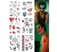 MOPZIJA 6PCS Halloween Tatuaggi Temporanei, tatuaggi temporanei,per halloween trucco joker,Joker Tatuaggi Body Art Adesivi Costume Festa di Halloween Cosplay Costume Decorazione per Adulti