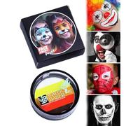 MOPZIJA Trucchi Clown Halloween MakeUp, trucco bianco per viso halloween,trucca bimbi,body painting colori,3 colori Impermeabile Trucco Bianco per Viso, Lavabile Body Painting per Carnevale, Feste