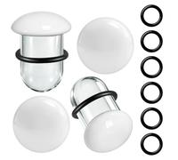 MOQIKAKA 2 paia di dilatatori in vetro Pyrex da 14 G-00 g, dilatatori per orecchie, dilatatori a svasatura singola con O-Ring, kit di dilatazione dell'orecchio con incremento di 0,5 mm, dilatatori per