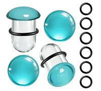 MOQIKAKA 2 paia di dilatatori in vetro Pyrex da 14 G-00 g, dilatatori per orecchie, dilatatori a svasatura singola con O-Ring, kit di dilatazione dell'orecchio con incremento di 0,5 mm, dilatatori per