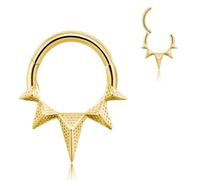 MOQIKAKA Anello per setto nasale in acciaio chirurgico, 16 g, 8 mm, colore: oro, raggi del sole, piercing per labbra, elice, cartilagine, piercing Daith, gioielli per il corpo per donne e uomini