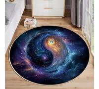 Moquette a Pelo Corto Lavabile e Antiscivolo in 120cm Universo misterioso Simboli Yin e Yang Tappeto per Soggiorno e Camera, Blu scuro Tappeto Facile da Pulire, Resistente e Confortevole