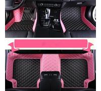 Moquette Tappetini in pelle per auto per Hyundai per Santa Fe 2010 2011 2012 Accessori interni impermeabili Tappetini(Black pink)