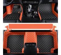 Moquette Tappetini in pelle per auto per Megane 4 2017 2018 2019 2020 Accessori interni impermeabili Tappetini(Black orange)