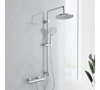 MORADO Colonna Doccia Con Miscelatore Termostatico,Set completo per doccia a pioggia con soffione a pioggia e doccetta,Altezza 95cm,Cromato