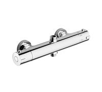 MORADO Miscelatore Doccia, Miscelatore Termostatico Doccia Con 2 Uscite, Uscita Superiore 3/4" BSP (26.4mm) e Uscita Inferiore 1/2" BSP (21mm), Forma Rotonda, Ottone, Finitura Cromata