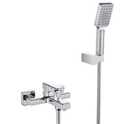 MORADO Miscelatore monocomando per doccia,rubinetto monocomando per doccia a parete con flessibile doccia da 150 cm e doccetta a 3 funzioni,ottone massiccio,forma quadrata,montaggio a parete
