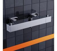 MORADO Miscelatore per Doccia, Rubinetto Termostatico per Doccia con 2 Uscite, Uscita Superiore 3/4" BSP (26.4mm) e Uscita Inferiore 1/2" BSP (21mm), Forma Quadrata, Ottone, Finitura Cromata