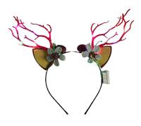 Morain Accessori per la testa di Natale Fascia per capelli floreale con corna per feste di famiglia riunione celebrazione vestire copricapo LED luminoso floreale copricapo per feste occasioni