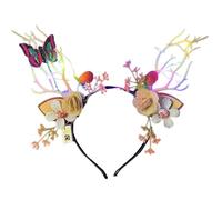 Morain Accessori per la testa di Natale Fascia per capelli floreale con corna per feste di famiglia riunione celebrazione vestire copricapo LED luminoso floreale copricapo per feste occasioni