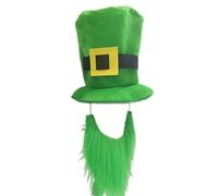 Morain Cappello alto verde per il giorno di Patrizio con la barba Festival Decor festa nazionale irlandese cappello piatto cappello accessori costume StPatrick cravatta per feste e raduni