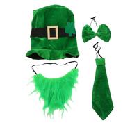 Morain Cappello alto verde per il giorno di Patrizio con la barba Festival Decor festa nazionale irlandese cappello piatto cappello accessori costume StPatrick cravatta per feste e raduni