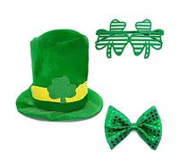 Morain Cappello verde da leprechaun trifoglio cappello cravatta leprechaun irlandese Patrick Day Shamrock occhiali Patrick Occhiali fascia verde