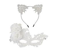 Morain Coppia di fasce regolabili in pizzo con accessori per capelli decorativi per orecchie per feste a tema Halloween Set di giochi di ruolo