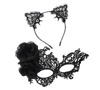 Morain Coppia di fasce regolabili in pizzo con accessori per capelli decorativi per orecchie per feste a tema Halloween Set di giochi di ruolo