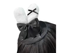 Morain Elegante piccolo cappello clip per capelli con orecchie di coniglio fiocco comodo indossare cappello a cilindro anime barrette per feste a tema incontri clip per capelli giapponese, Nero