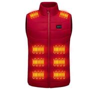 Morain Gilet riscaldante ricaricabile di coppia 4 zone di controllo 28 aree di calore calore rapido Design compatibile USB Giacche riscaldate Gilet riscaldato in poliestere Alimentazione USB, Rosso