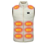 Morain Gilet riscaldante ricaricabile di coppia 4 zone di controllo 28 aree di calore calore rapido Design compatibile USB Giacche riscaldate Gilet riscaldato in poliestere Alimentazione USB, Beige