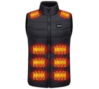 Morain Gilet riscaldante ricaricabile di coppia 4 zone di controllo 28 aree di calore calore rapido Design compatibile USB Giacche riscaldate Gilet riscaldato in poliestere Alimentazione USB, Nero , M