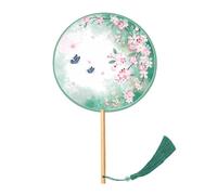 Morain Ventaglio rotondo modello cinese classico in seta ventaglio a mano non pieghevole nappe ventilatore danza matrimonio fan