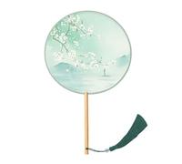 Morain Ventaglio rotondo modello cinese classico in seta ventaglio a mano non pieghevole nappe ventilatore danza matrimonio fan