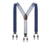 Morain Y Back - Bretelle da uomo con 6 clip forti, ampie bretelle elastiche regolabili per casual e fomal, blu, 9,27 x 9,49 x 3,62