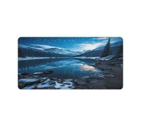 Moraine Lake in A Starry Winter Night Desk Mat Large Office Desk Pad Protector Impermeabile Computer Mouse Pad Antiscivolo Scrivania Protezione Scrivania Tappetino in Gomma per Tastiera per Ufficio