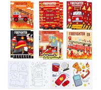 MORAINJAY 12 Mini Libri da Colorare per Bambini, Camion de pompiers de pompiers Libri da Colorare, Regali di Compleanno, Riempitivi per Borsette Festa, Attività DIY, Premi Scuola