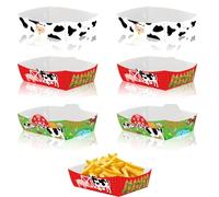 MORAINJAY 24 pezzi Vaschette di Carta a Tema Animali della Fattoria, per Festa di Compleanno Bambini, Stoviglie a Tema Fattoria, Perfette per Patatine, BBQ e Picnic