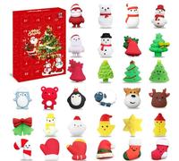 MORAINJAY 24 pz Giocattoli Squishy Mochi di Natale Calendario Avvento 2024,Mini Squeeze Toys,Kawaii Moji Squishy Giocattoli Stress Relief Toys per Natale Bomboniere,Bambini Sorprese Regali di Natale