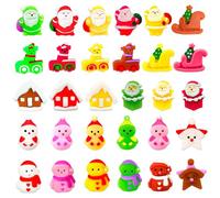 MORAINJAY 30 Pezzi Giocattoli Mini Mochi Natalizi, Riempitivi per Sacchetti da Festa, Giocattoli Fidget, Gadget Natalizi per Bambini, Mochi da Squeeze Antistress, Regali di Natale e Compleanno