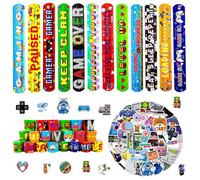 MORAINJAY 36 Braccialetti Slap Gioco e 50 Adesivi, Riempitivi Sacchetti Festa per Bambini, Regali Compleanno Gioco, Premi per Ragazzi e Ragazze, Forniture per Festa con Adesivi Divertenti