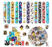 MORAINJAY 36 Braccialetti Slap Pirata e 50 Adesivi, Riempitivi Sacchetti Festa Pirata, Regali Compleanno Bambini, Forniture per Festa Pirata, Regali per Ragazze e Ragazzi