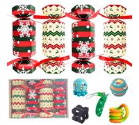 MORAINJAY 4 Pack Christmas Crackers Luxury 8 Inch - Christmas Crackers for Xmas Party Favors, Kids Novelty Gifts, Magic Bean Fidget Toys Included,Christmas Eve Dinning Table Decoration