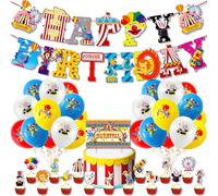 MORAINJAY 43 decorazioni per feste di compleanno a tema circo, palloncini da circo, striscioni, decorazioni per torte, per bambini sotto il grande sfondo per feste a tema