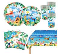 MORAINJAY 51 Pezzi Decorazioni Festa Hawaiana, Set Tavola Tropicale, Piatti Carta, Bicchieri, Tovaglioli, Forniture Festa Aloha Estiva Spiaggia (10 Ospiti)